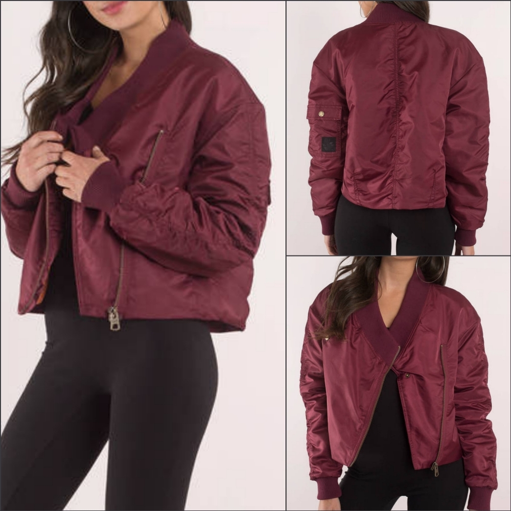 Cheap Monday Red Delusion Crop Bomber Jacket XS